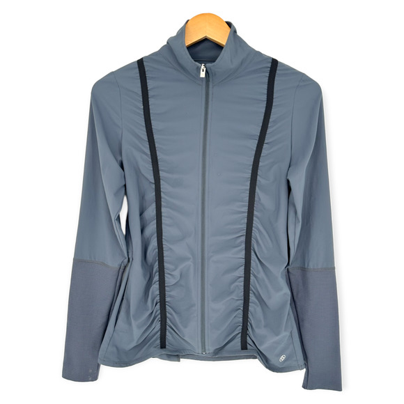 LIJA | Women's Small | Steel Blue Long Sleeve Ruched Athletic Golf Tennis Jacket - Picture 1 of 7